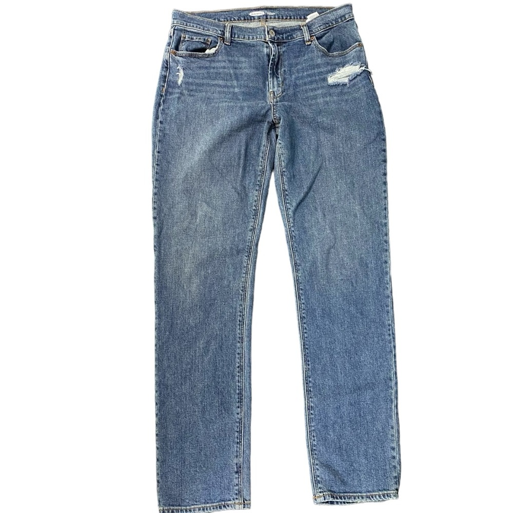 Old Navy Mid Rise Boyfriend Distressed Denim Jeans Size 8 Tall